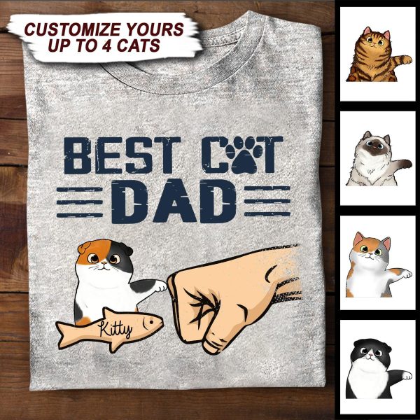 Best Cat Dad Personalized Shirt, Personalized Gift for Cat Lovers, Cat Mom, Cat Dad - TS277PS05 Hot on Sale - Image 2