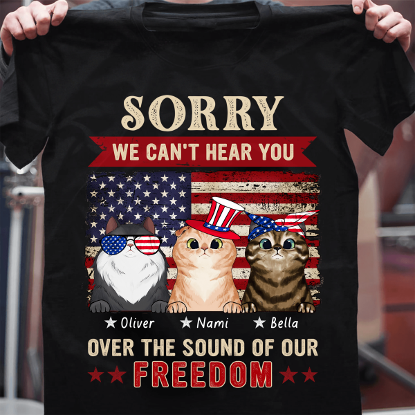 Happy 4th July Sound Of Freedom Cat Personalized Shirt, Personalized Gift for Cat Lovers, Cat Mom, Cat Dad - TS207PS01 Online - Image 3